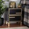 Baxton Studio Giolla Contemporary Glam and Luxe Black Finished Wood and Gold Metal 2Drawer Nightstand 221-12456-ZORO - alternate 1